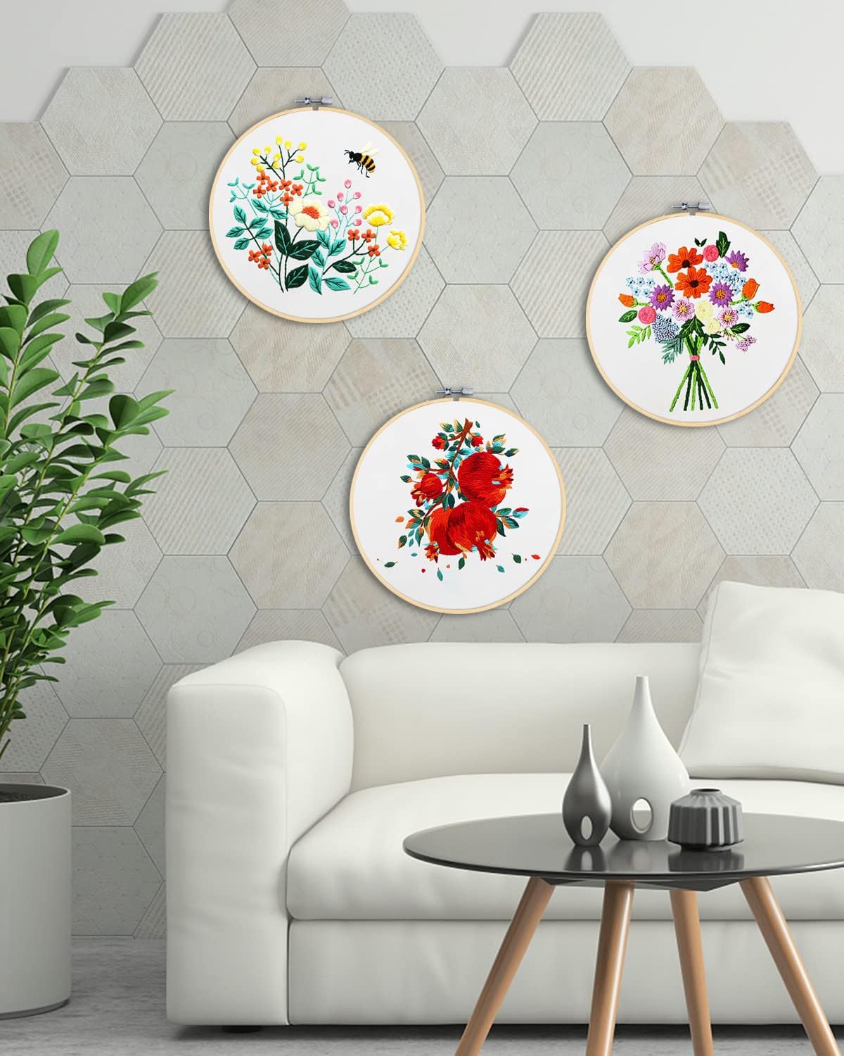 12 Pieces Embroidery Hoops, Bamboo Frame Circle Cross Stitch Hoop Ring Embroidery Hoops Set for Embroidery and Cross Stitch