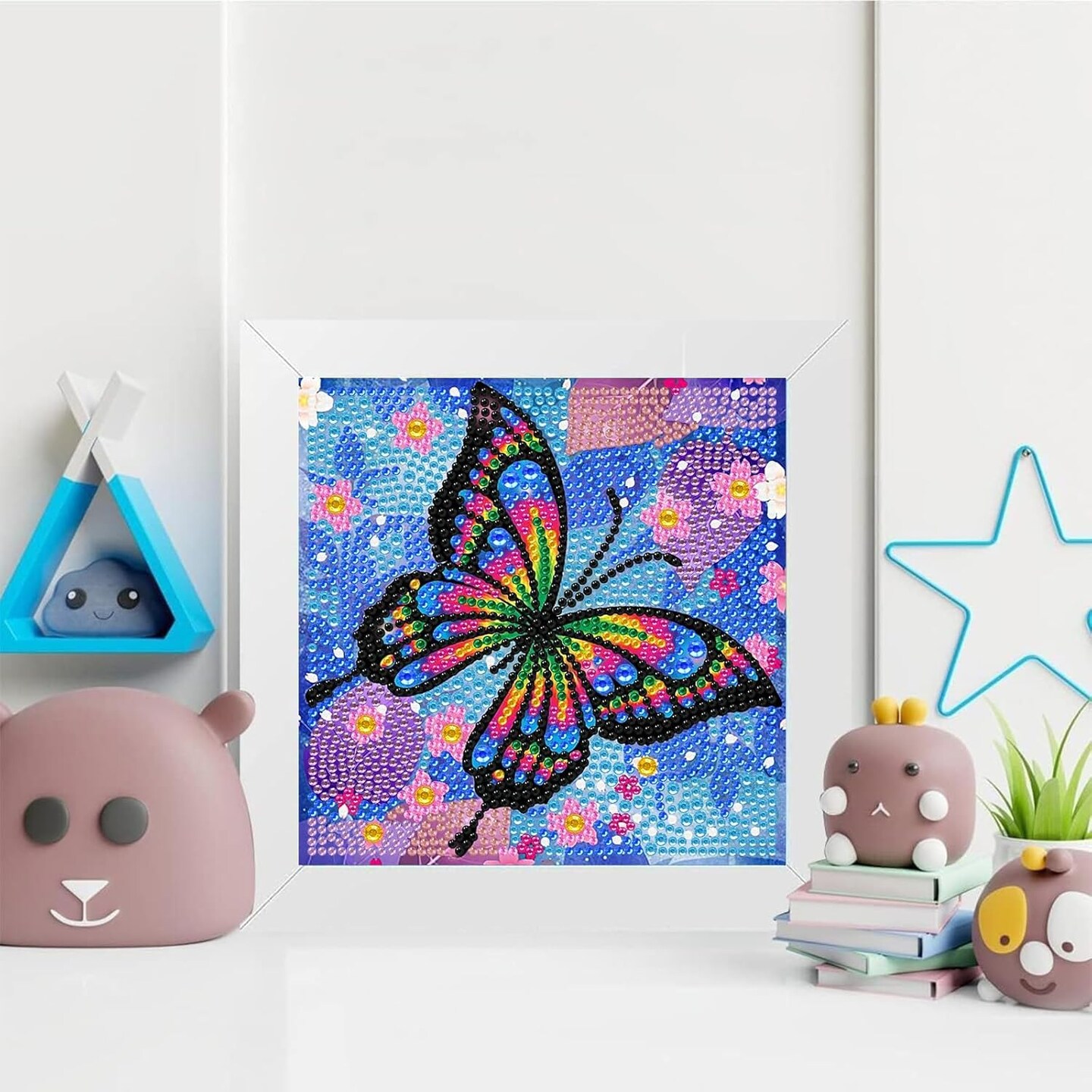 Butterfly Diamond Art Kits for Kids-Butterfly Diamond Art Painting Kits for Kids with Frame