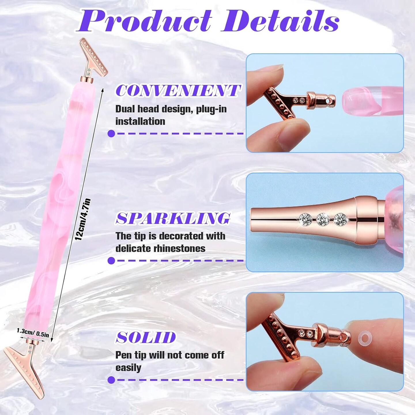 27-Piece Diamond Painting Pen Kit, 45&#xB0; Ergonomic Stainless Steel Metal Tips - Resin Diamond Art Pens - Diamond Painting Accessories Tools Pens for Diamond Painting Lovers Gifts (Rose Gold Tips)