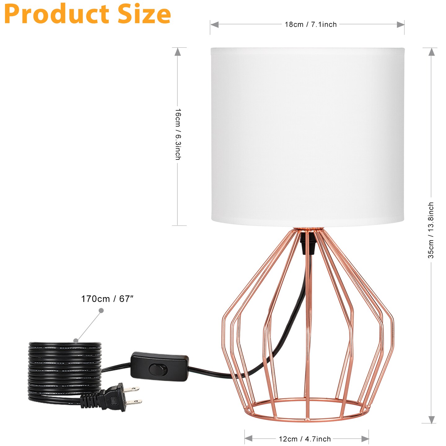 Rose Gold Bedside Table Lamp Modern Hollow Base