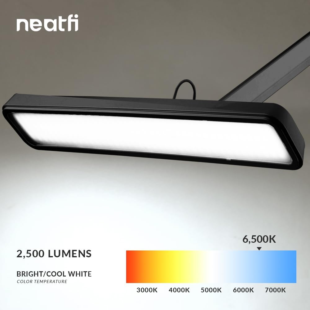2,500 Lumens LED Task Lamp, 22 Inches Wide, 30W, 162 Pcs SMD LED, Eye-Caring, Desk Light with Clamp for Home, Office, and Study Room