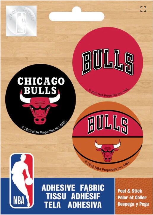 Licensed NBA Chicago Bulls- 1.5&#x22; Badge Pack Adhesive Fabric Badge