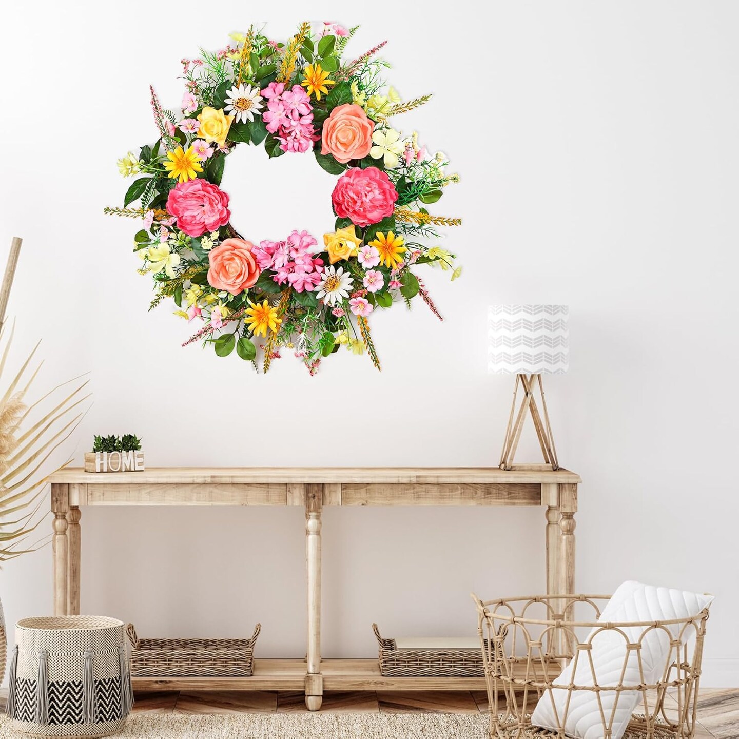 Spring Floral Peony Wreaths with Greenery Leaves