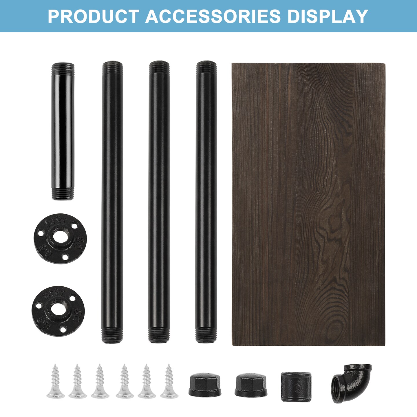 Free Standing Toilet Paper Stand Rustic Industrial Bathroom Organizer with Wooden Base &#x26; Matte Iron Black Finish &#x2013; 3-Roll Storage, No-Drill Installation