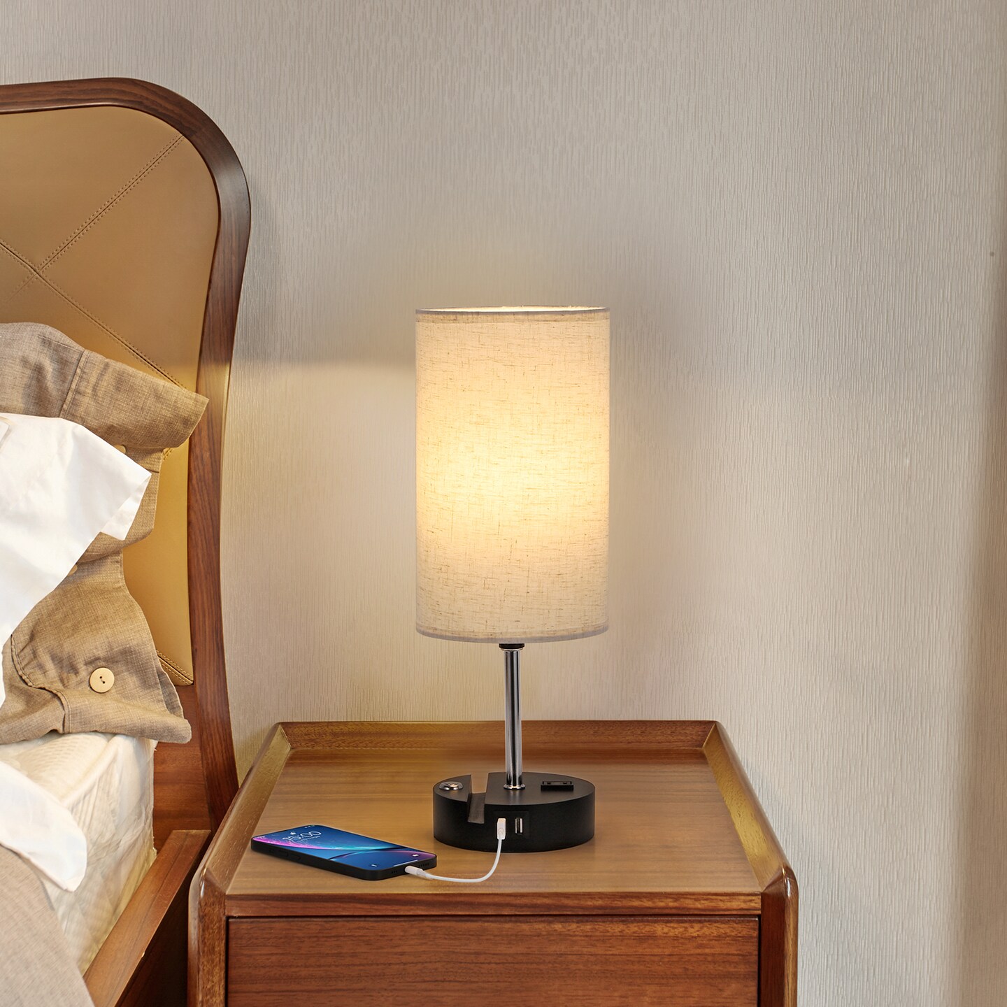 2pcs Touch Control Table Lamps with USB Ports Nightstand Lamp for Living Room