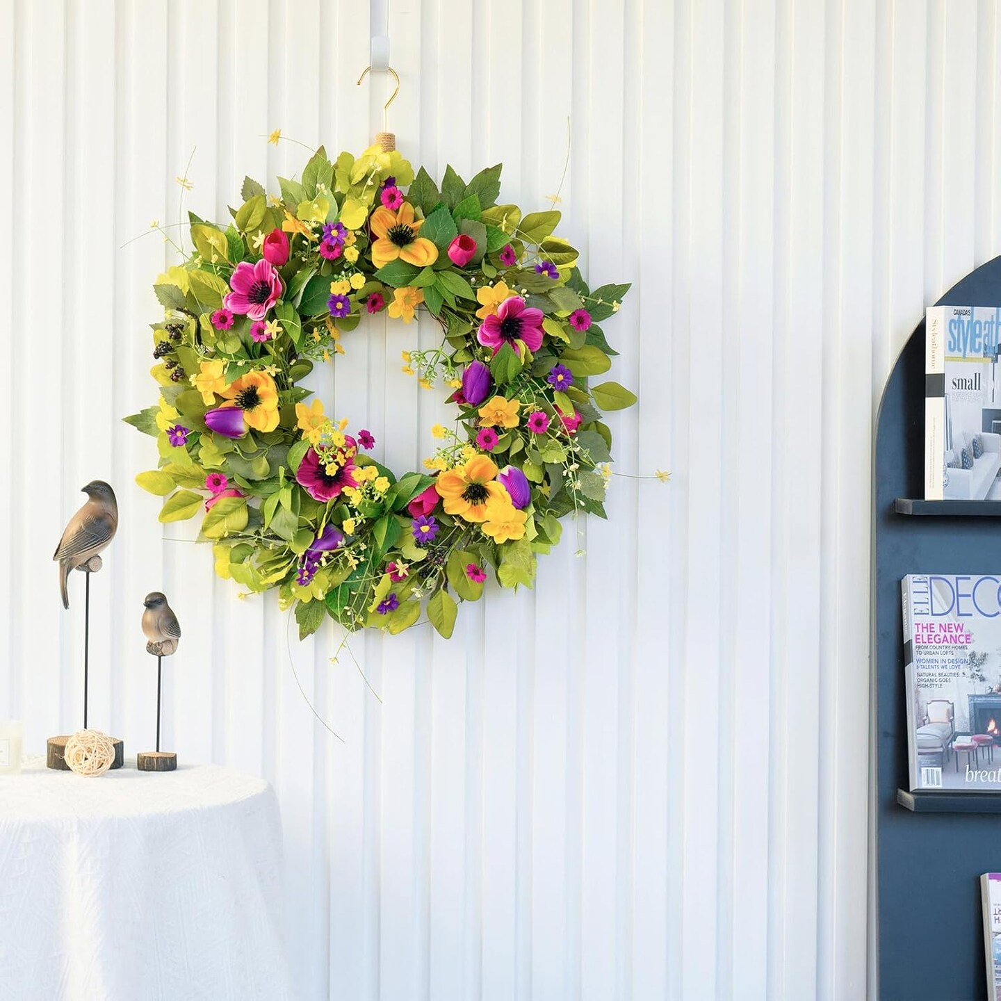 Spring Wreaths for Front Door Yellow and Purple Daisy