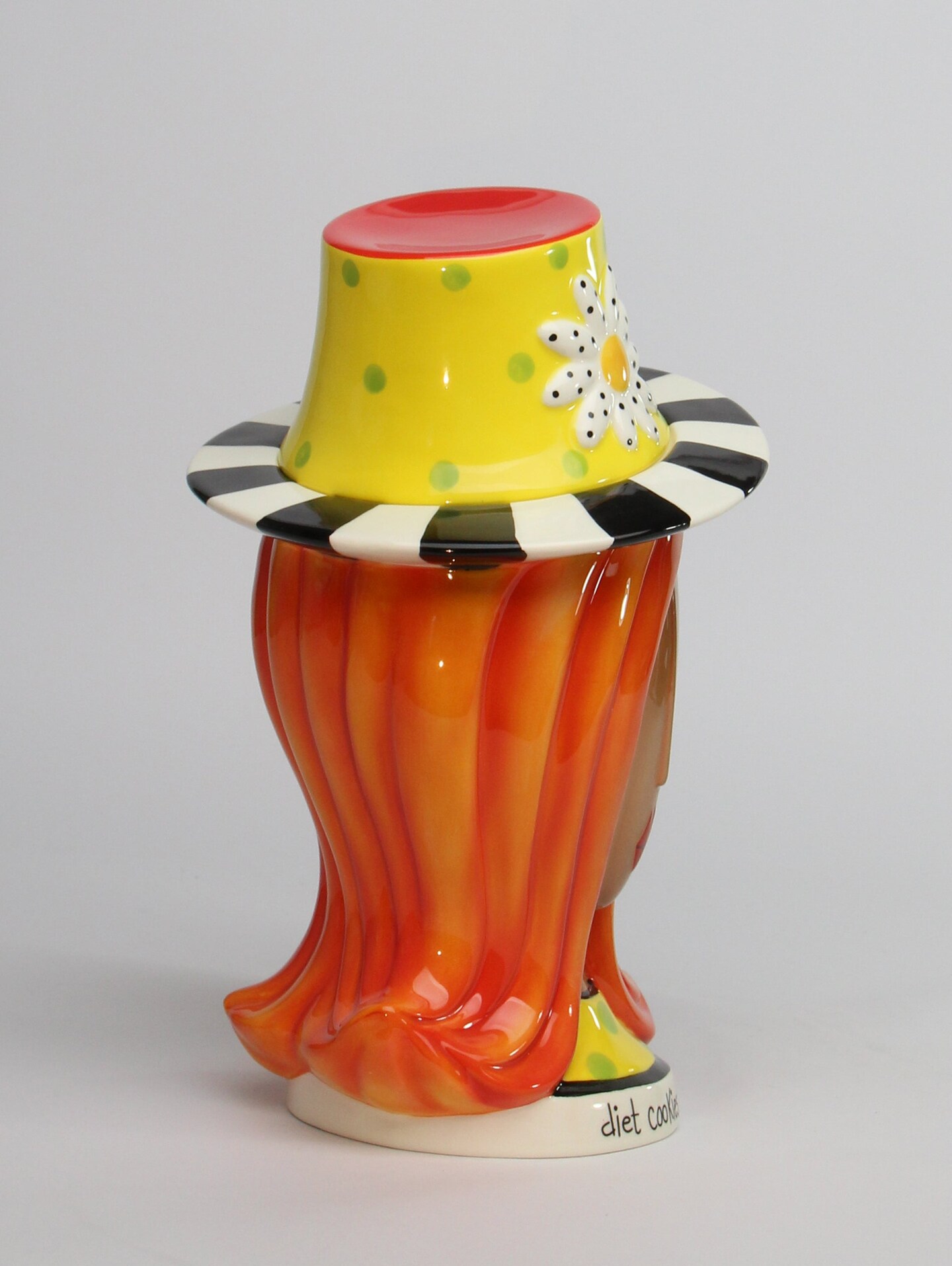 Ceramic African American Lady Daisy Flower Hat Cookie Jar, Home D&#xE9;cor, Gift for Her, Mom, Friend, or Coworker, Kitchen D&#xE9;cor