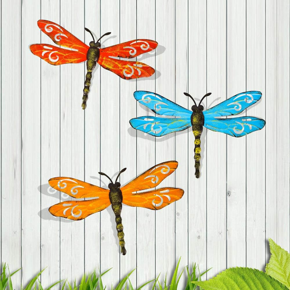 3-Pack Metal Dragonfly Wall Decor – Indoor & Outdoor Garden Hanging Art