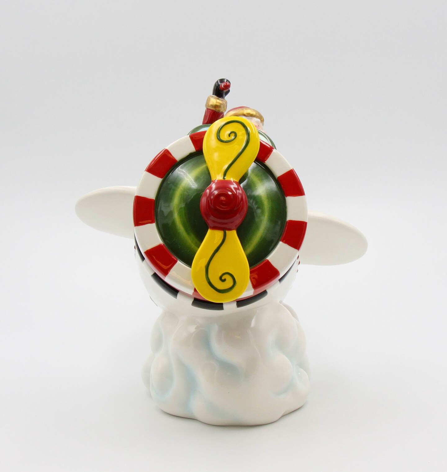 Ceramic Santa With Airplane Cookie Jar, Home D&#xE9;cor, Gift for Pilot, Gift for Her, Gift for Mom, Kitchen D&#xE9;cor, Christmas D&#xE9;cor