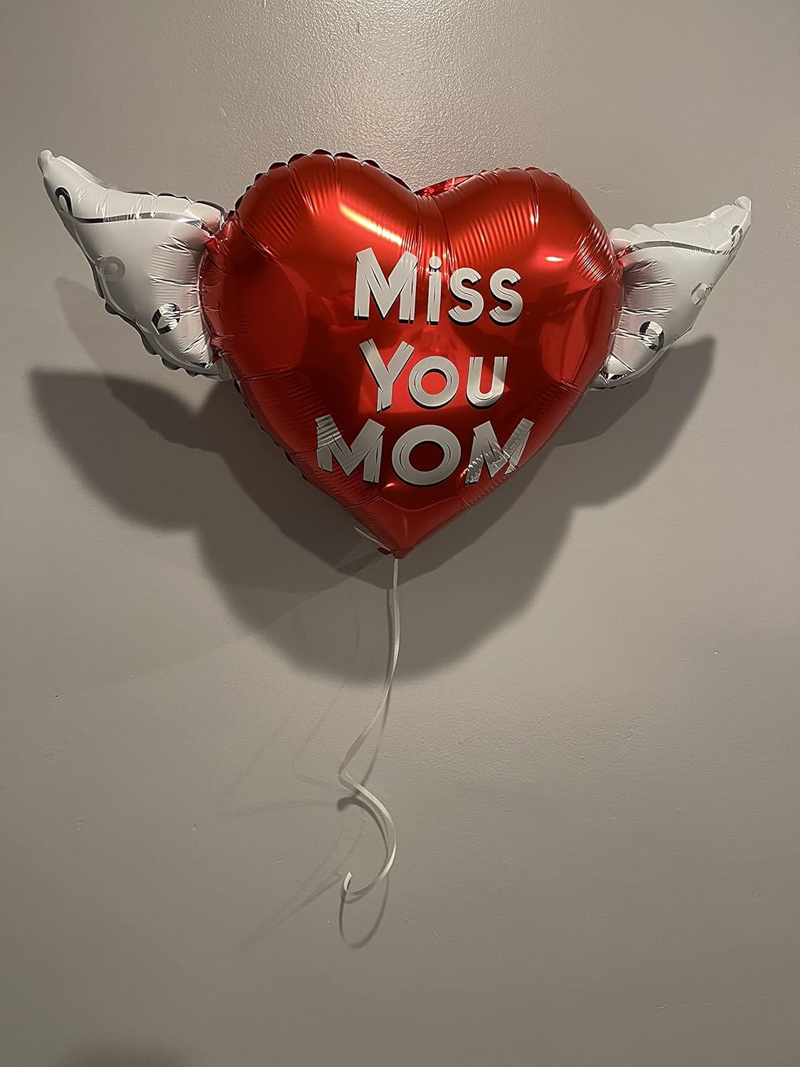 Miss You Mom Heavenly Balloons heart shaped with angel wings (Red)