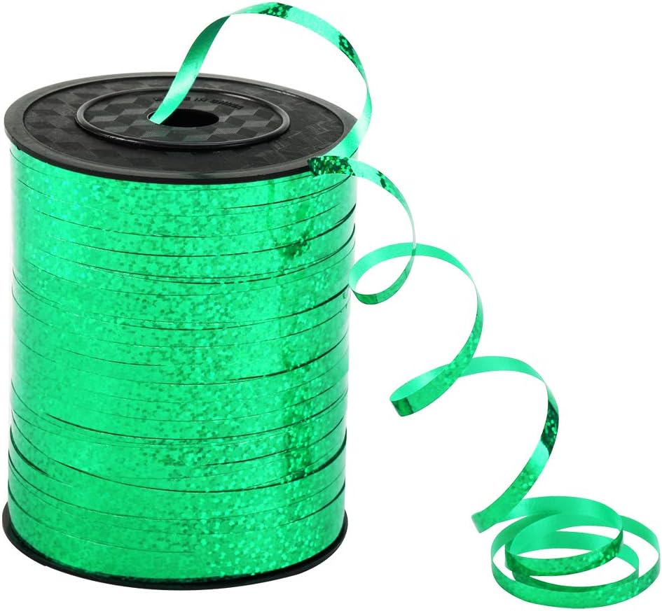 500 Yards Green Crimped Curling Ribbon Shiny Metallic Balloon Roll for Gift Box Wrapping Ribbon Florist Flowers Decoration,Church Stage Design,Party Decorations, Festival Art Craft Decor