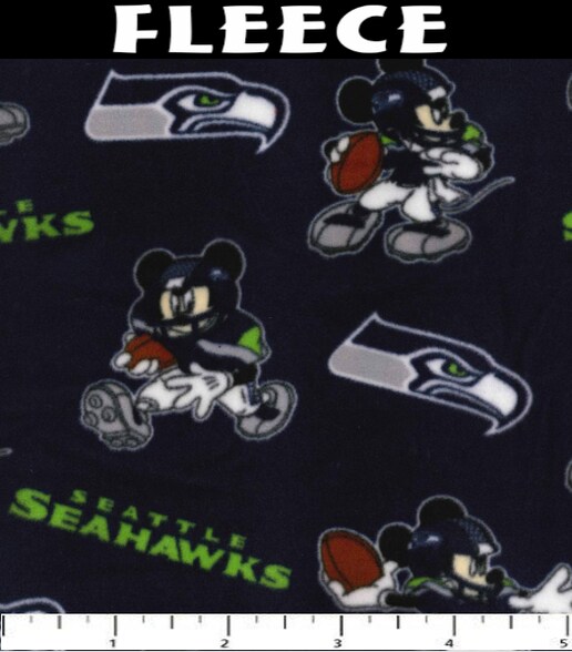 Licensed NFL Seattle Seahawks Mickey Mouse Fleece 70210D Fabric by the Yard
