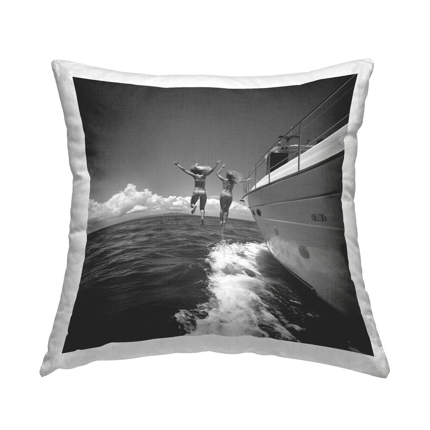 Stupell Industries Jumping Into Ocean Decorative Printed Throw Pillow Design by LSR Design Studio, 18 x 7 x 18