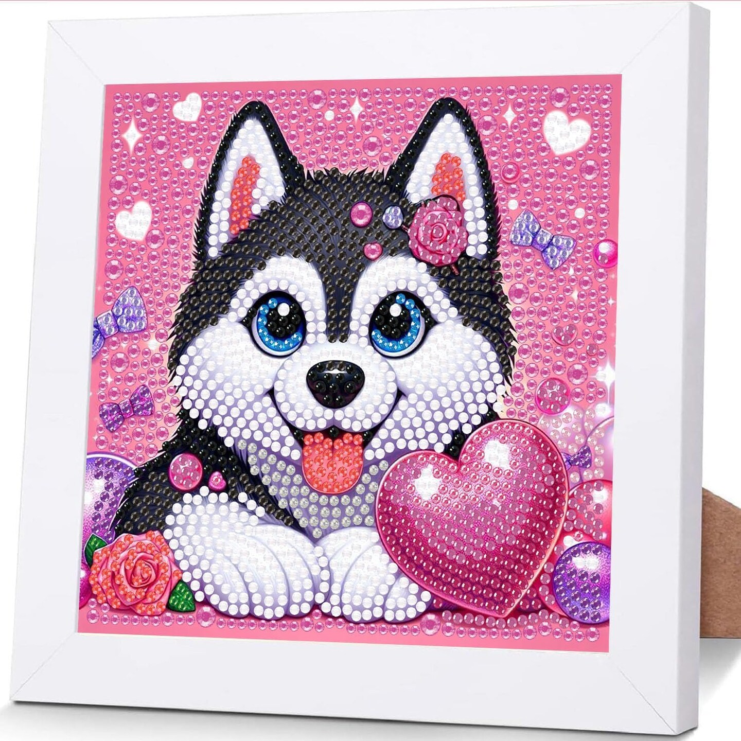 Dog Diamond Art Kits for Kids with Frame,Dogs Diamond Art for Kids Ages 8-12,Animal Diamond Painting Kits for Kids