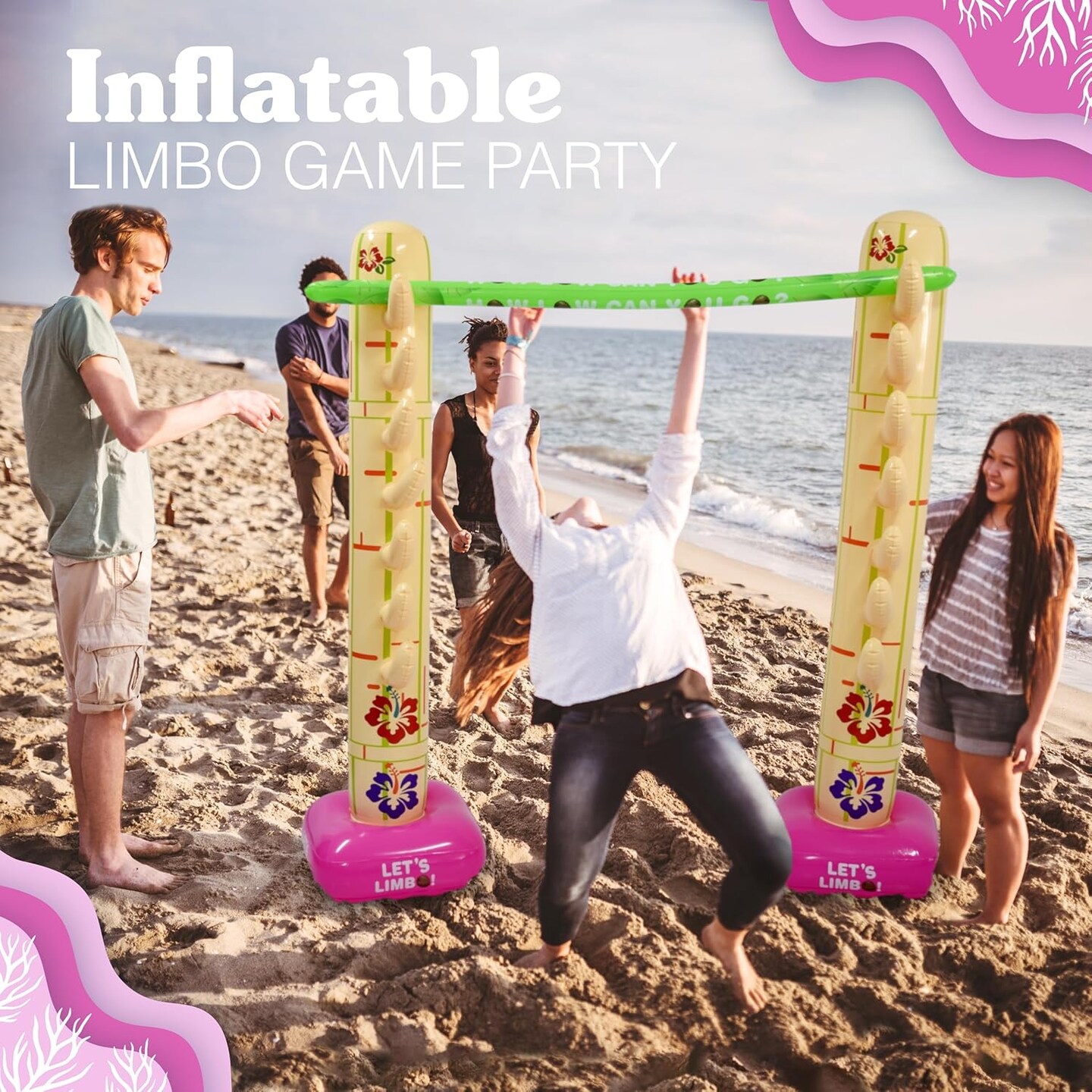 4E's Novelty Lua Limbo Game Set - Inflatable Limbo Sticks for Kids & Adults