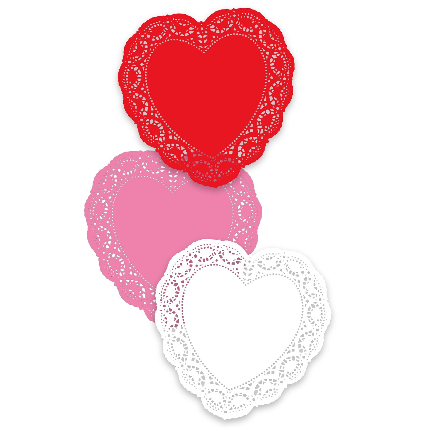 Red, Pink, and White Lace Heart Paper Doilies Everett Rd. by Cathe Holden