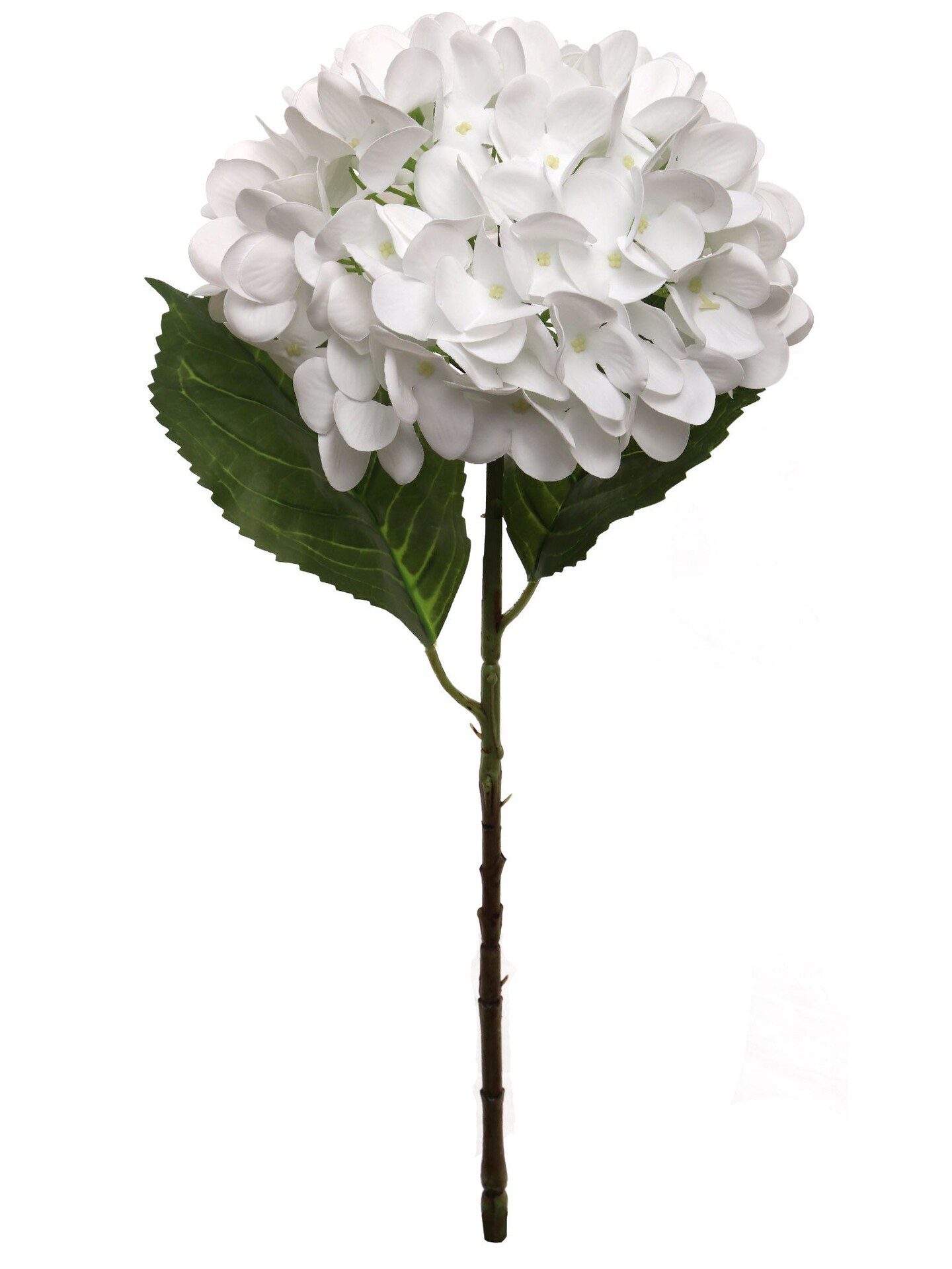17.75" Artificial Hydrangea Stem with 8" White Bloom – Realistic Faux Flower for Home, Wedding, and Event Décor