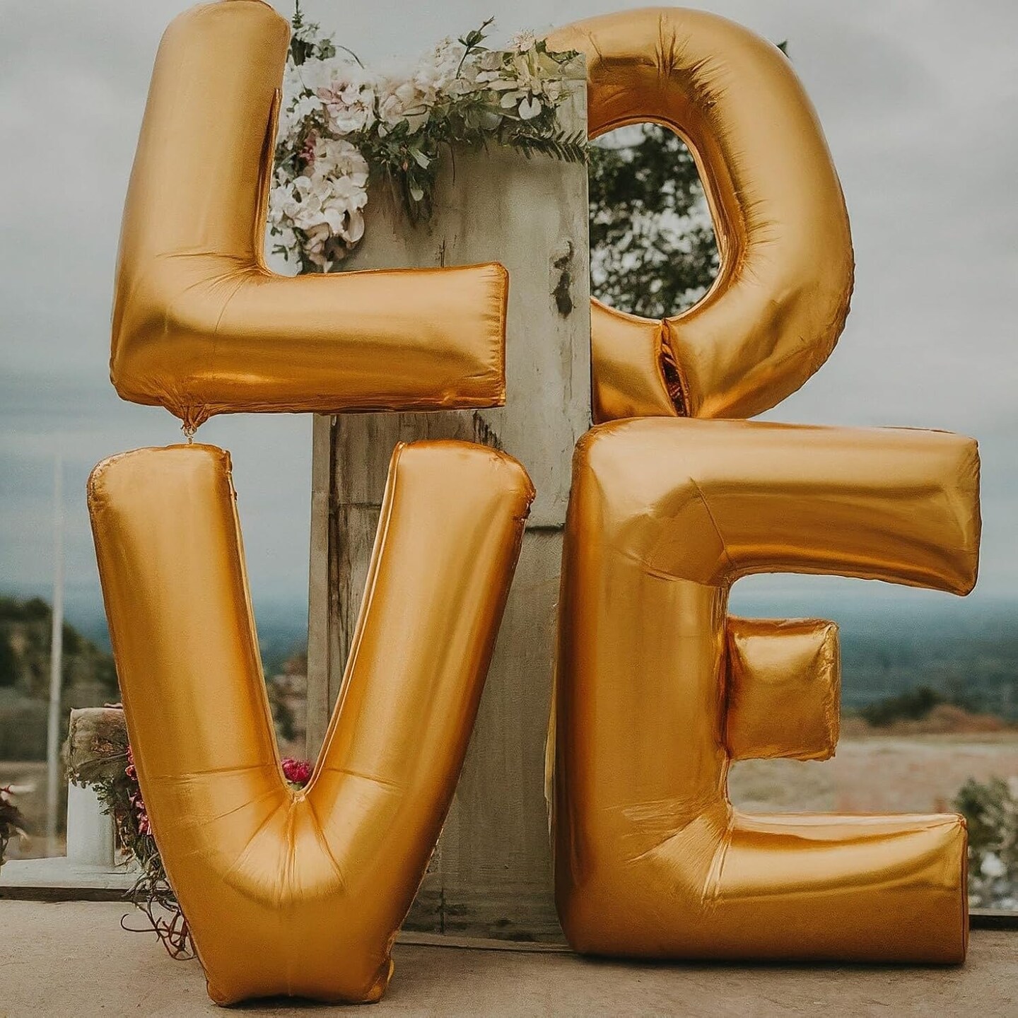 40 Inch Giant Jumbo Helium Foil Mylar Balloons Bouquet (Premium Quality), Matte Gold, Letters LOVE