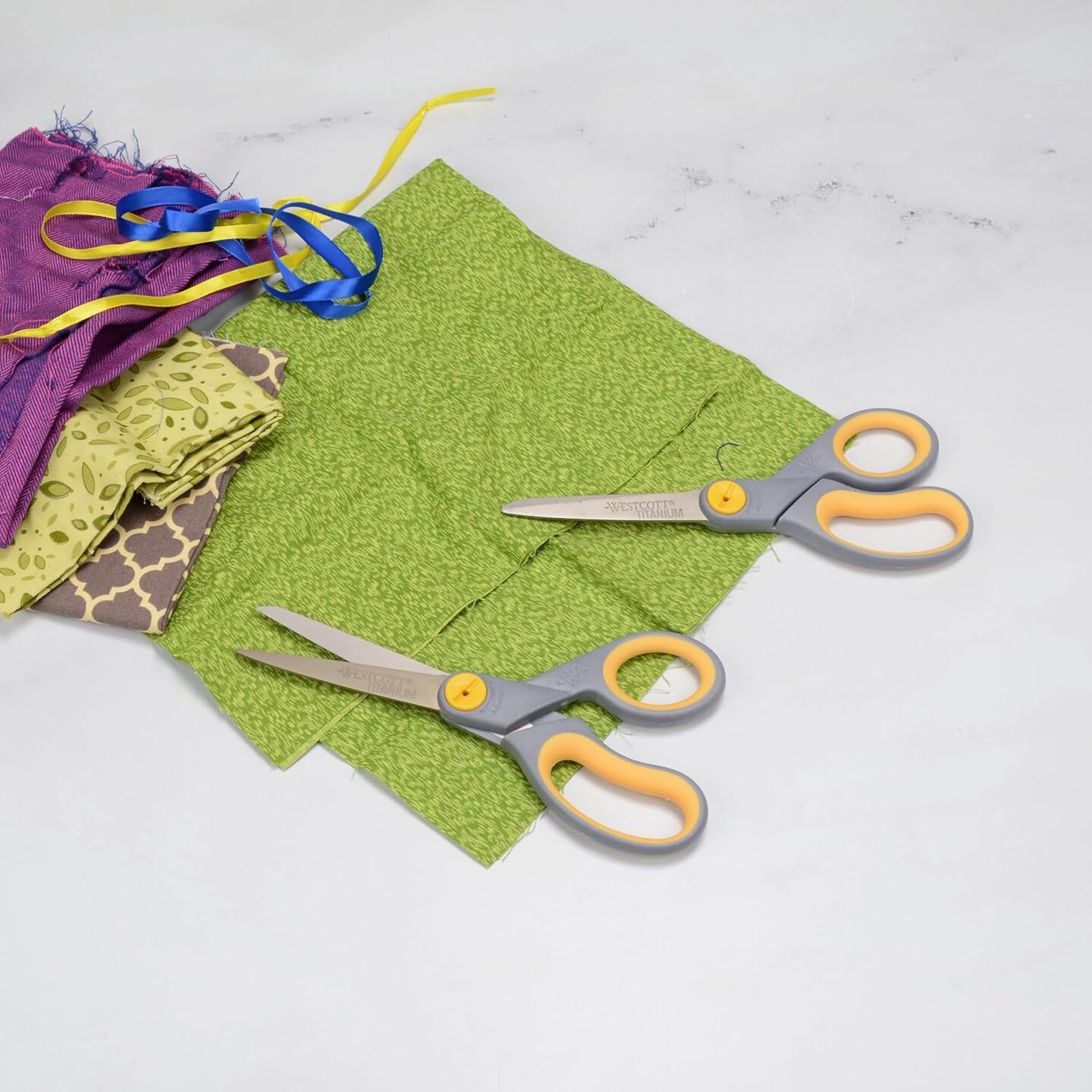 8-Inch Titanium Scissors For Office and Home, Yellow/Gray, 2 Pack