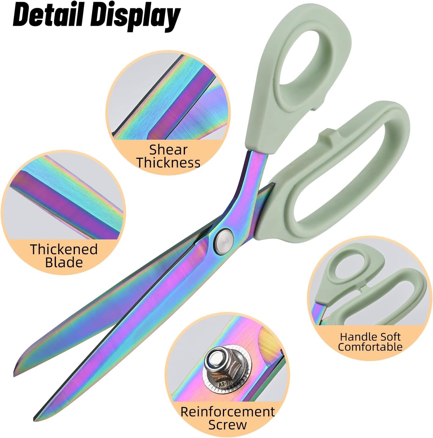 Premium Fabric Scissors Heavy Duty Multi-Purpose Titanium Coated Stainless Steel Leather Sewing Tailor&#x27;s Scissors with Comfortable Handles, Craft Clothing shears