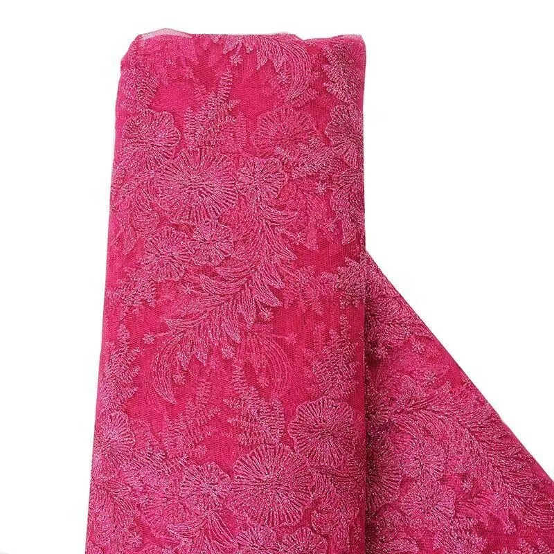 54&#x22; x 4 yards FUCHSIA Embroidered Tulle FABRIC BOLT
