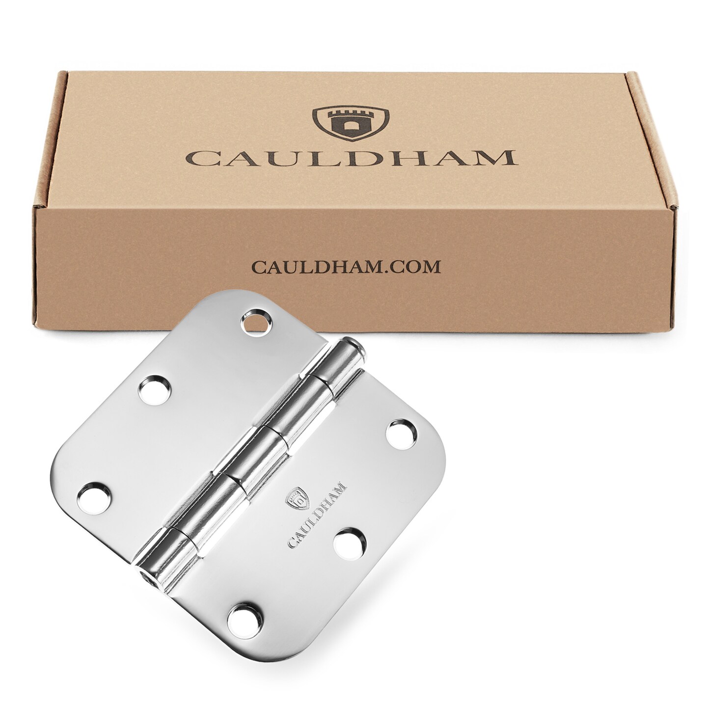 Cauldham Heavy-Duty 3-1/2" Interior Door Hinges with 5/8" Radius Corners - Polished Chrome