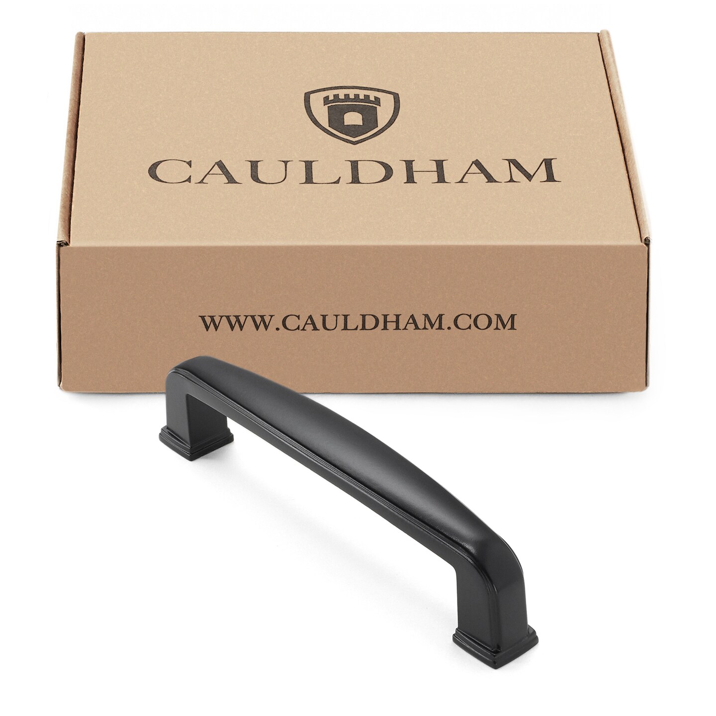 Cauldham Solid Kitchen Cabinet Handles (3-3/4" Hole Centers) - Drawer/Door Hardware - Style T765 - Matte Black