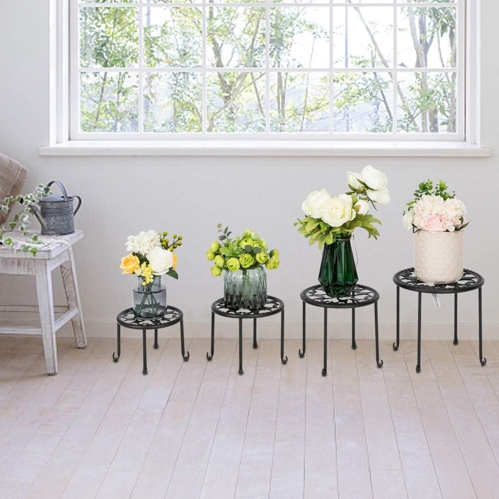 4-in-1 Round Ironwork Floor Display Plant Stand Racks