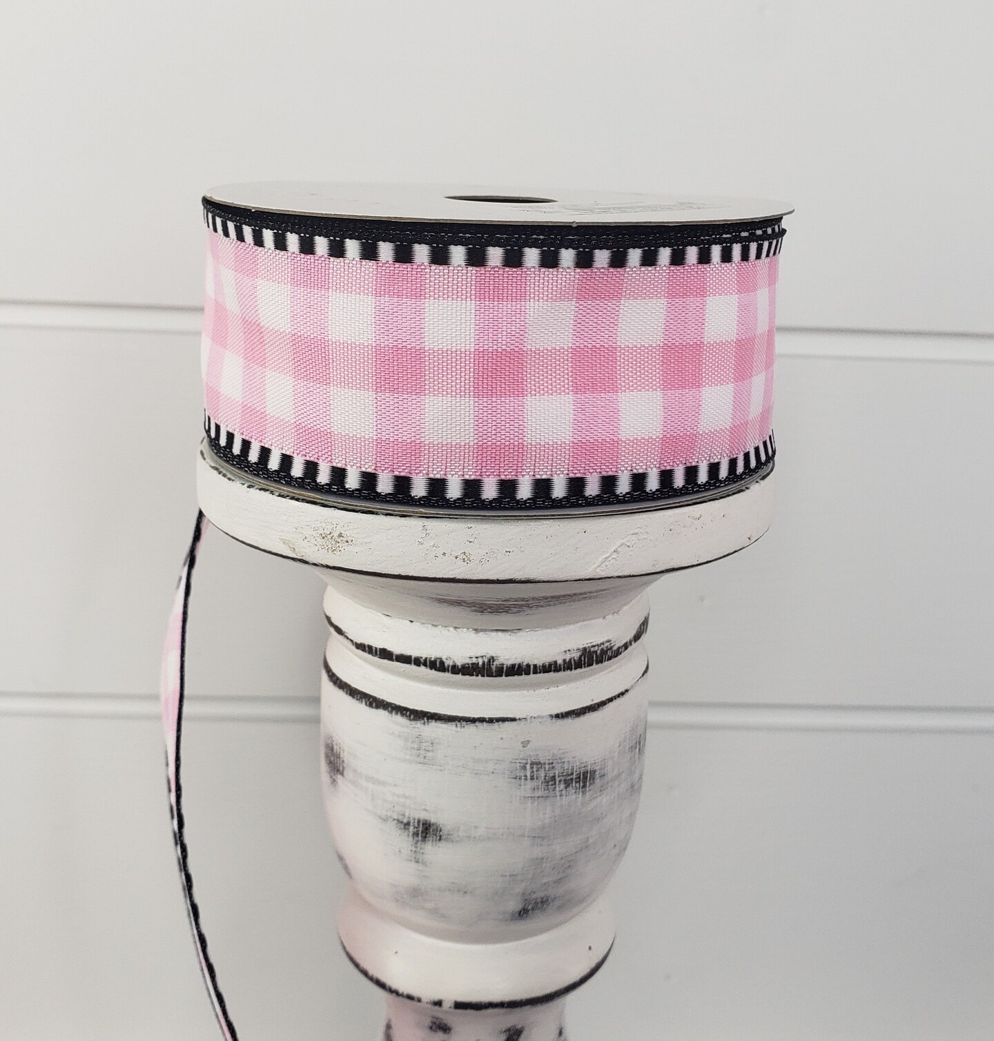 1.5"x10YD Light Pink/White Gingham Check Wired Ribbon - Vibrant and Charming for Crafts and Decor (RW8139)