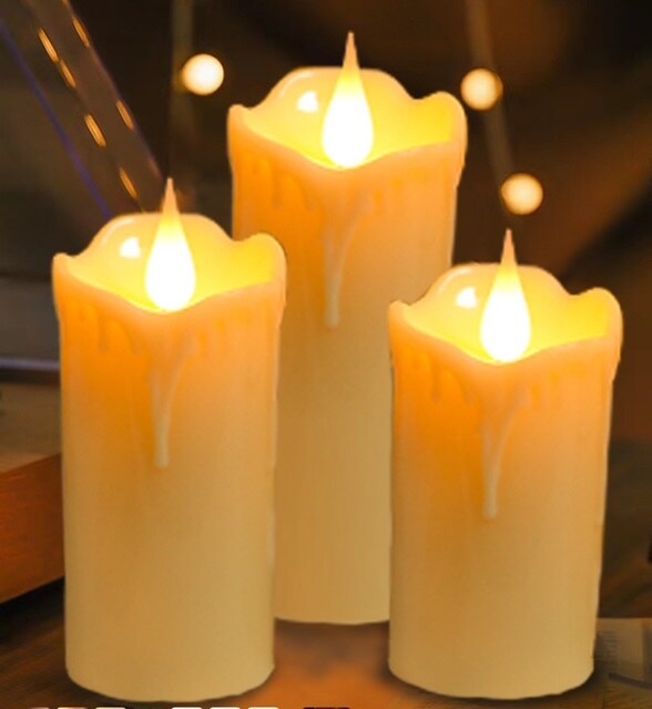 Designer’s Shop CS-7101 Dripping Flameless LED pillar candle set with Remote Control Timer.