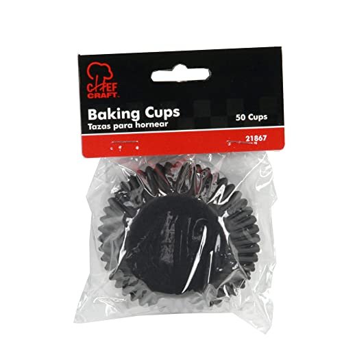 Chef Craft 50 Count Cupcake Liners Muffin Size Baking Cups - Black