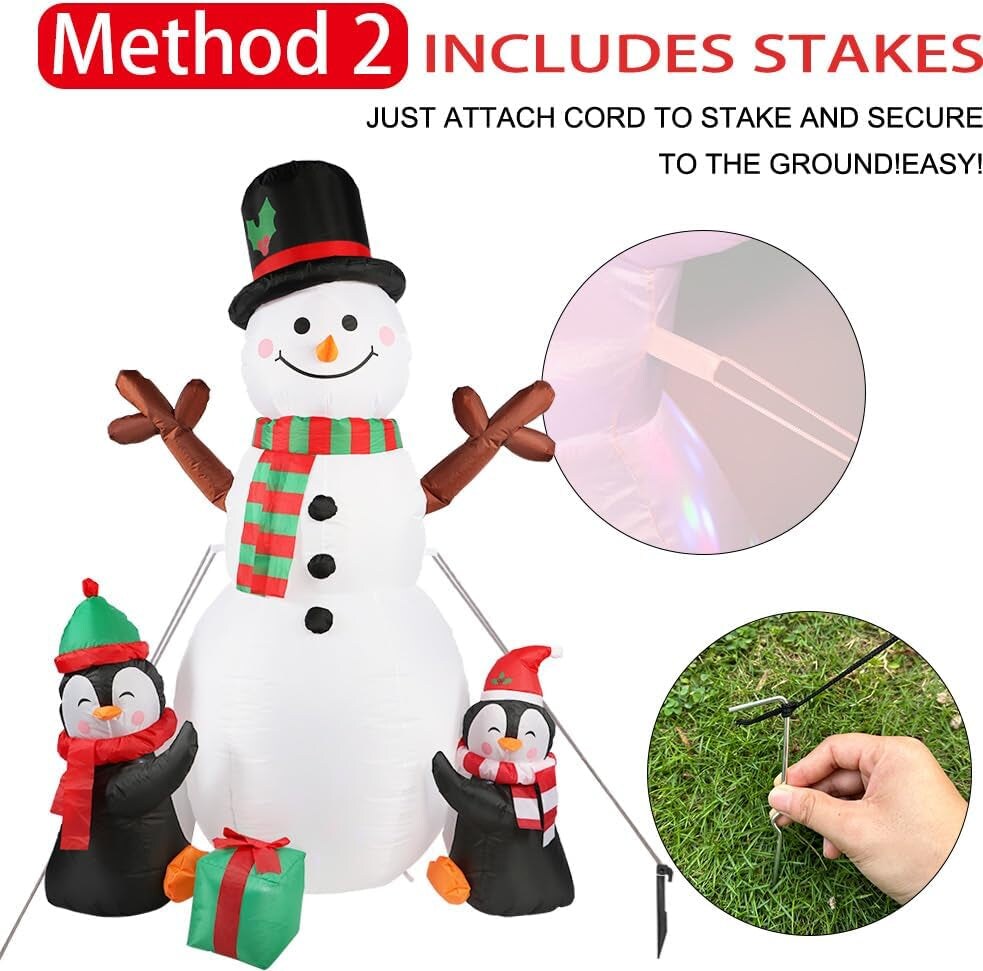 6Ft Christmas Inflatables Christmas Decorations Outdoor, Inflatable Snowman Penguin Blow up Yard Decorations with Rotating LED Lights for Indoor Outdoor Christmas Decorations Yard Garden Decor