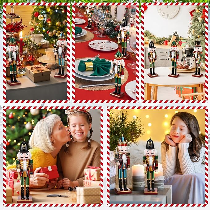 4PCS 12 inch Christmas Nutcrackers Ornaments Set Nutcracker Figures Holiday Party Tabletop Christmas Decor Nutcracker Soldier Figure Decoration Crafts Art for Christmas Decor