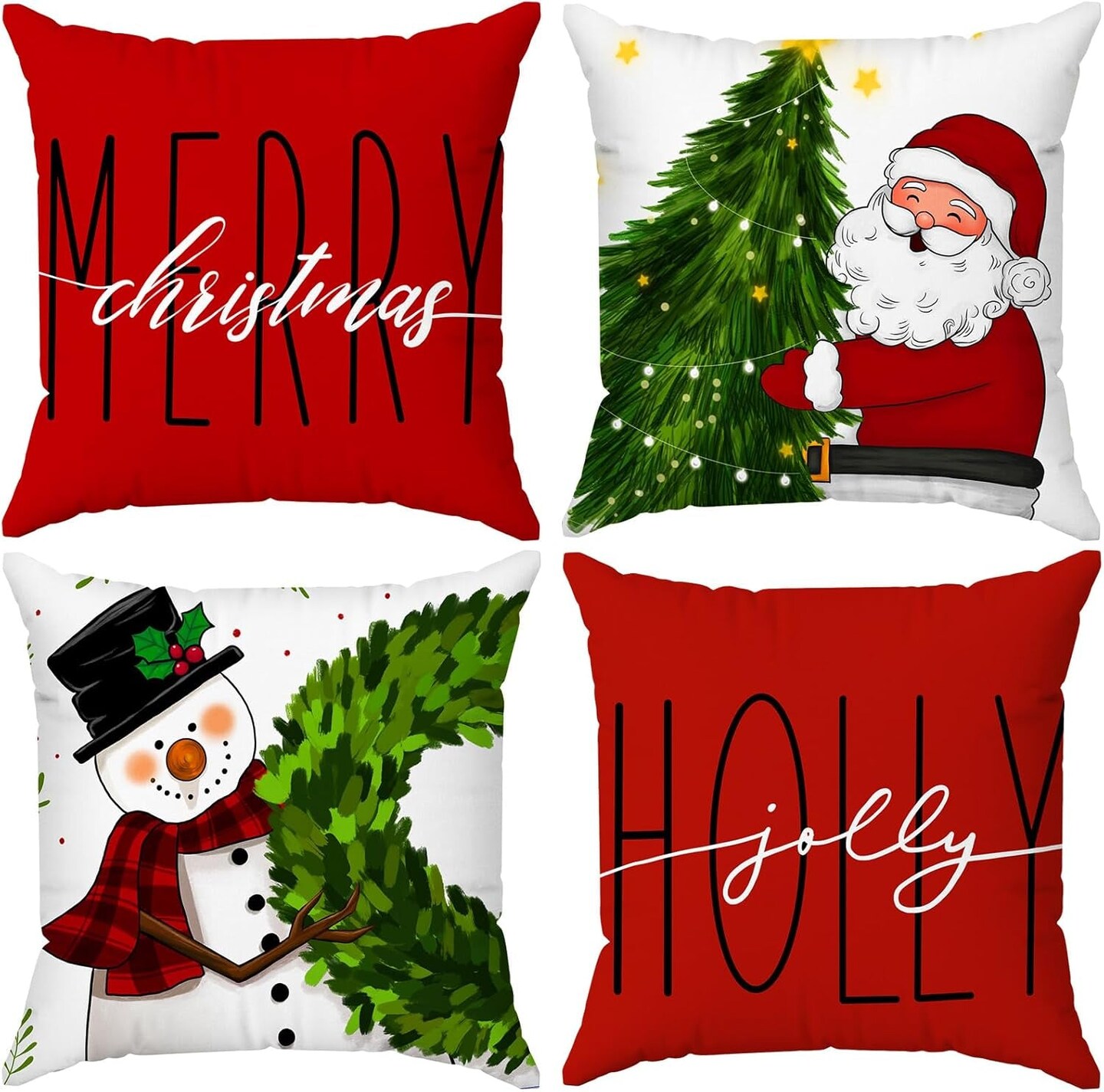 Red Christmas Pillow Covers 20X20 Set of 4 Christmas Decorations Winter Holiday Decor Throw Cushion Case for Home Couch Michaels