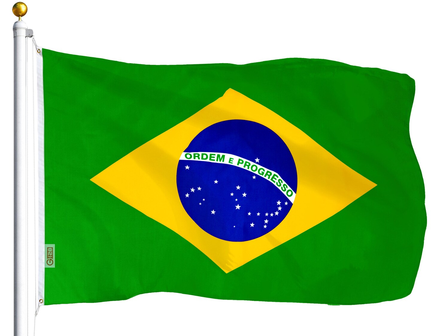 G128 Combo Pack: USA American Flag 3x5 Ft 75D Printed Stars &#x26; Brazil (Brazilian) Flag 3x5 Ft 75D Printed