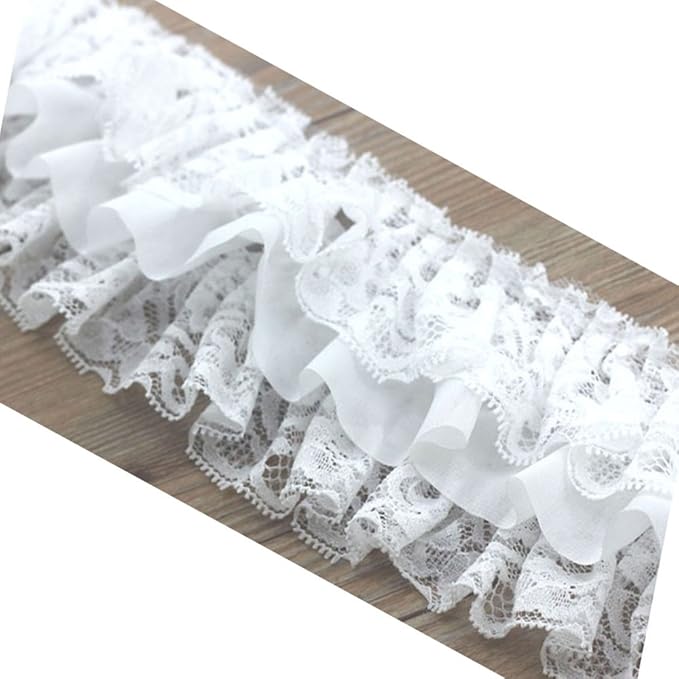 1&#x22; x 50 Yards White Ruffled Lace Trim