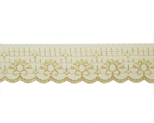2&#x22; Wide x 300 Yards Flat Gold Lace Trim Roll