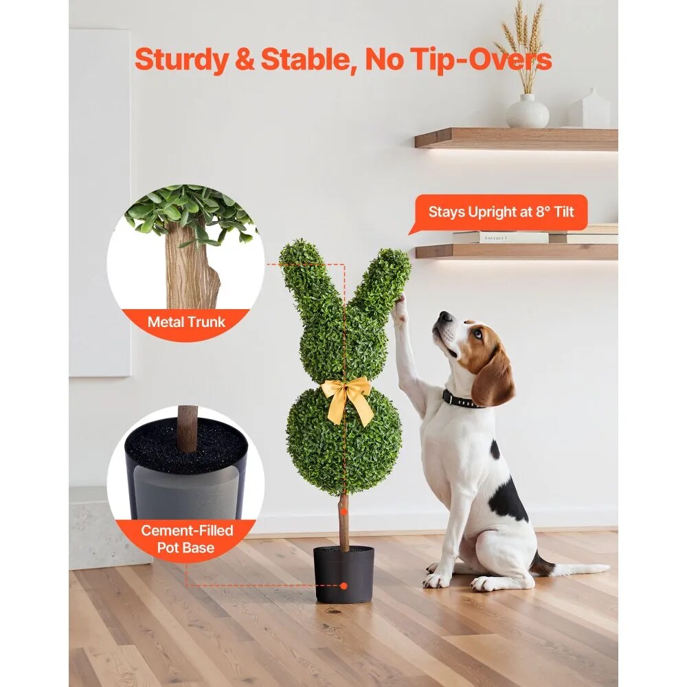 2 Pack 36 Inch Artificial Bunny Topiary Faux Boxwood Plant Balls