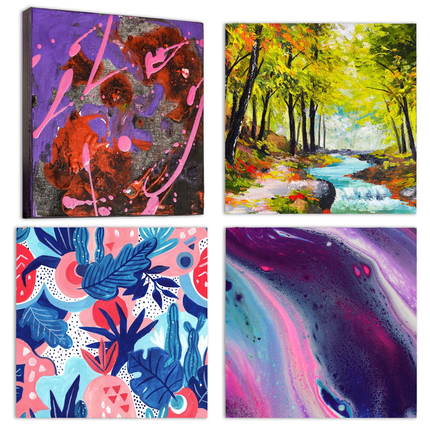 Unfinished Cradled Wood Panels for Painting, 2 Pack of 16x16 inch - Studio Birch Wooden Canvas Boards 3/4&#x22; Deep - Mixed-Media Craft, Acrylic, Oil, Encaustic, Paint Pouring Panel Board