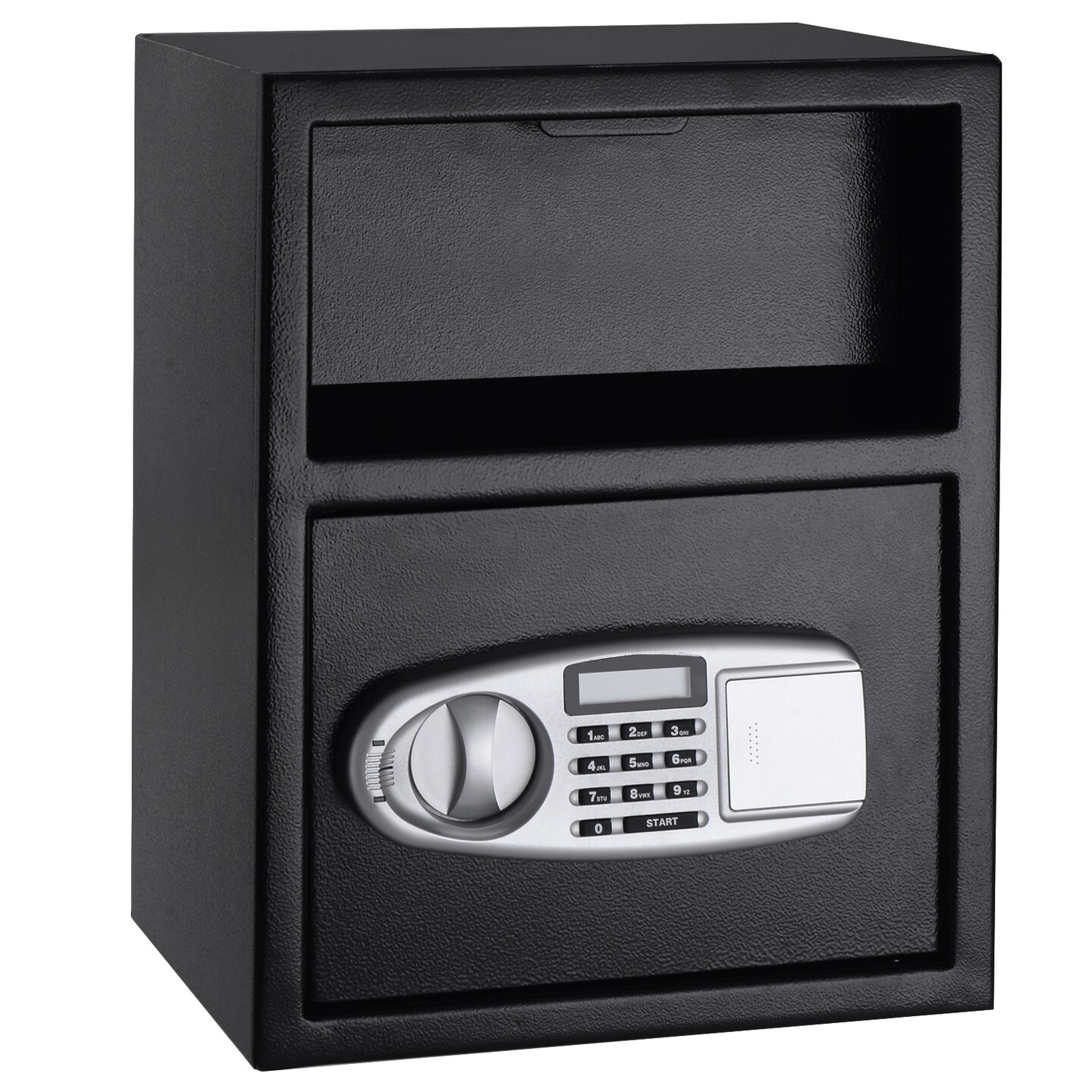 Black Steel Digital Drop Slot Safe with Override Key and Large Storage
