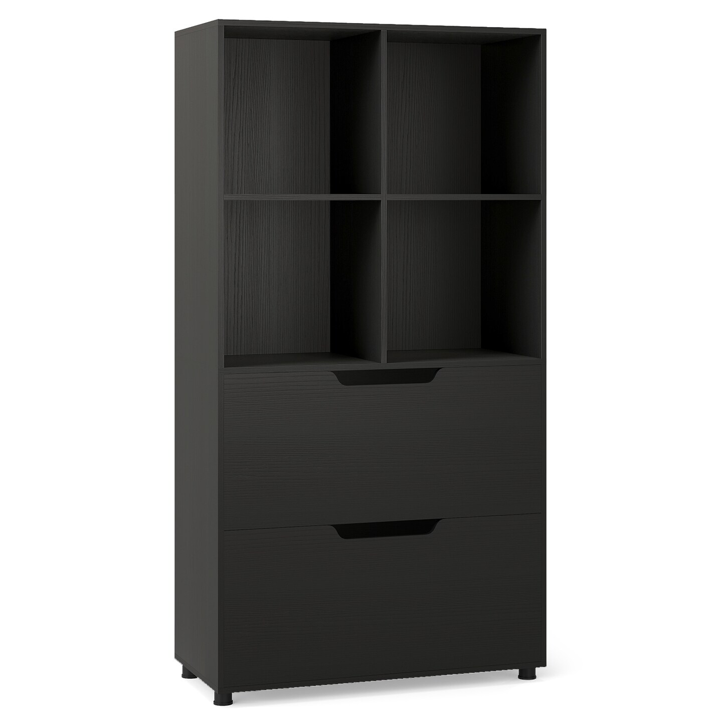 Cube Storage Bookcase with 4 Open Cubes and 2 Drawers Modern Display Shelf Storage
