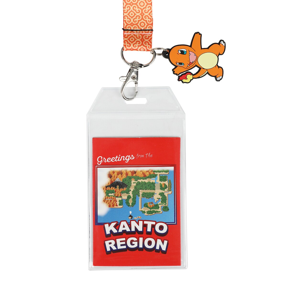 Pokemon Charmander Red Kanto Region Lanyard With Rubber Charm And ID Sleeve
