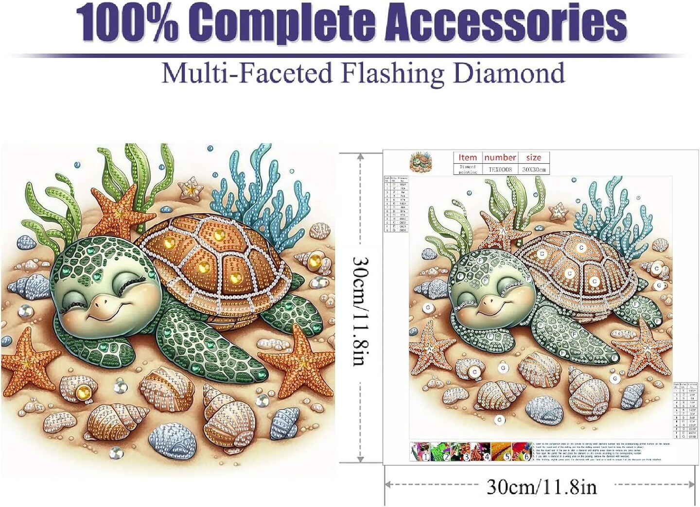 Sea Turtle Diamond Art Kit for Adults – 5D Special Shape DIY Diamond Painting for Beginners, Full Drill Diamond Dots Rhinestone Gem Picture Craft, Handmade Gift & Home Wall Decoration, 12x12 Inch