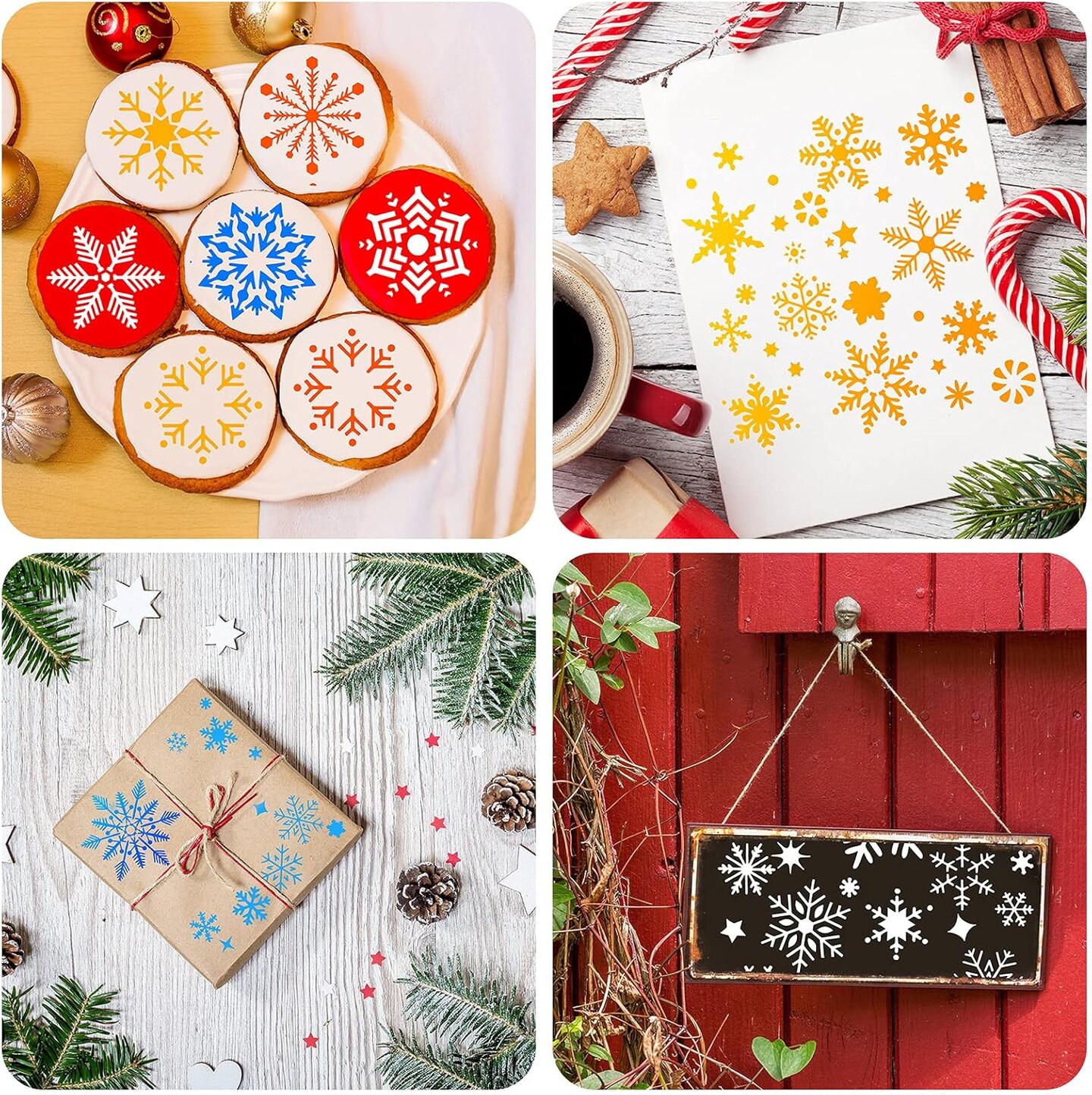 8 Pieces Christmas Snowflake Stencil PET Large Snowflake(Painting)6"L x 6"W