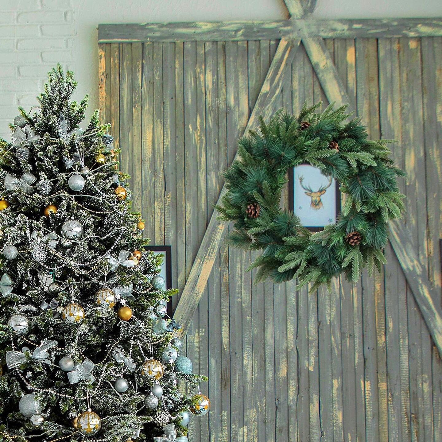Angel Pine Wreath: 218 Lifelike Green Tips, 24&#x22; Wide, Indoor/Outdoor Use - Festive Christmas Decor for Home &#x26; Office - 2024 Christmas Collection, Floral Home by Artificial Flowers