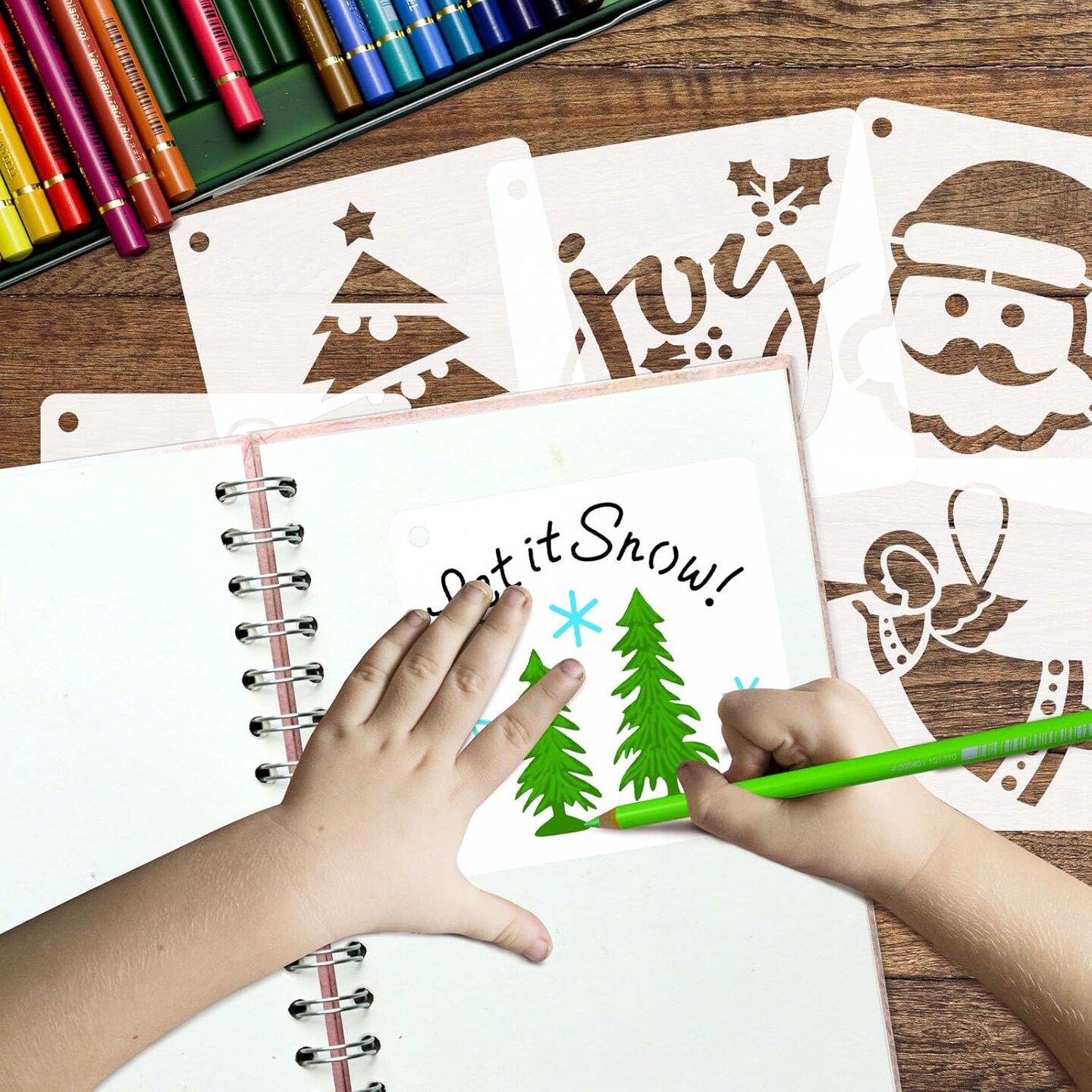 50 PCS Christmas Painting Stencils Reusable Christmas Stencils(Christmas)4"L x 4"W