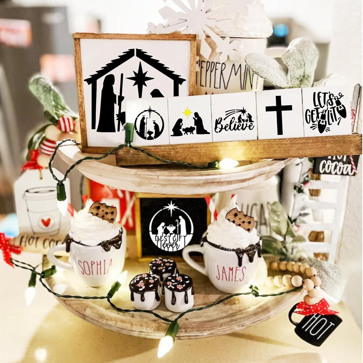 Christmas Stencil Christian Reusable Drawing Bible Stencils(26 Christams 3in)3"L x 3"W