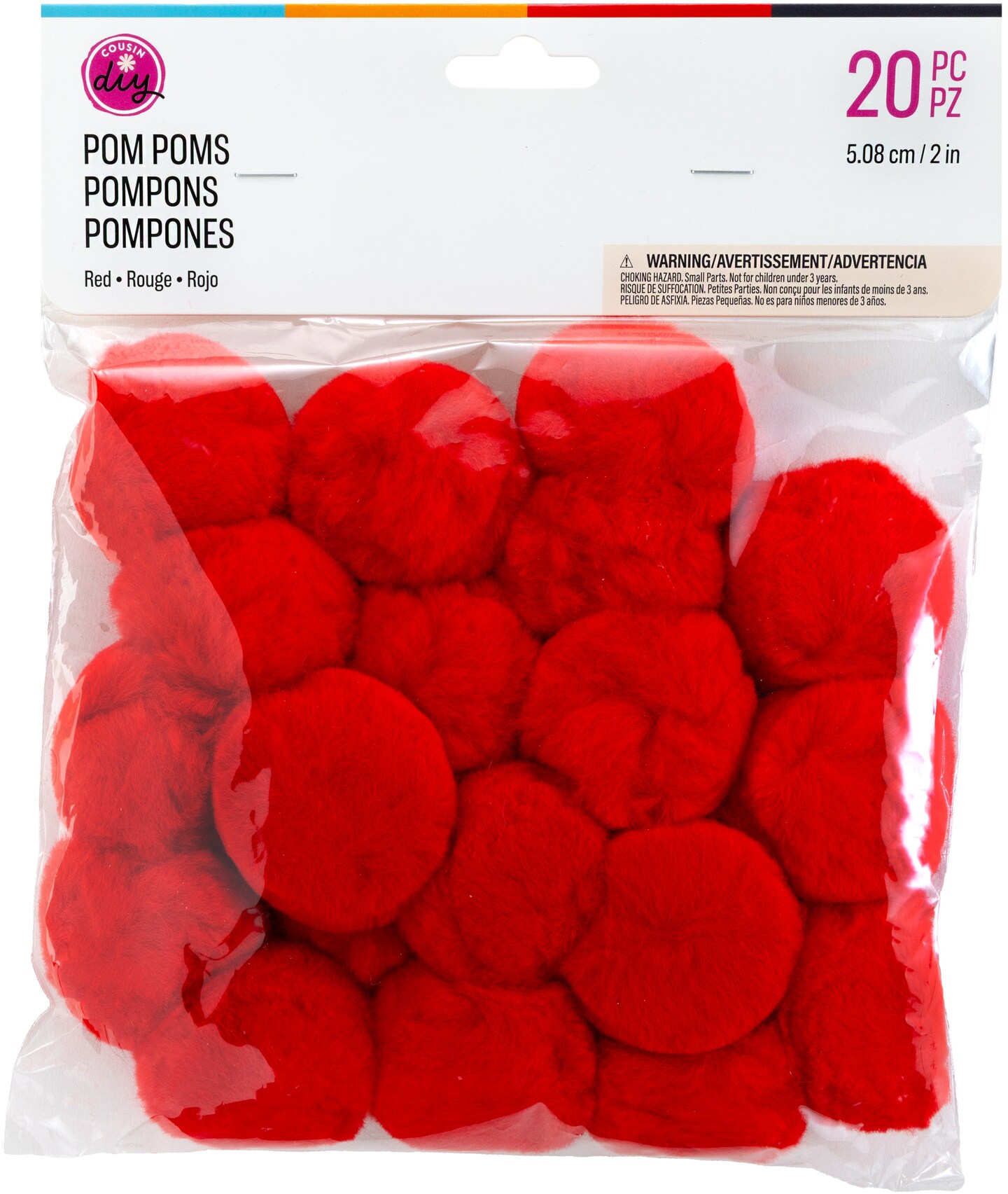 CousinDIY Pom-Poms 2&#x22; 20/Pkg-Red