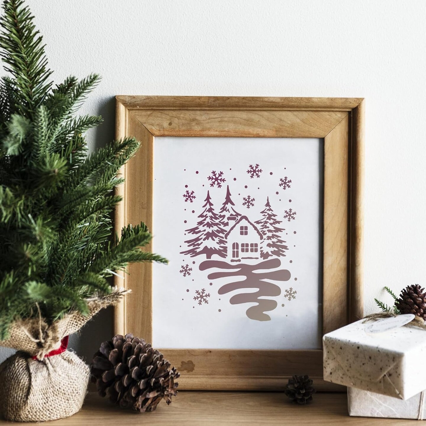 11x8in Large Merry Christmas Stencils Xmas Tree Snowflake