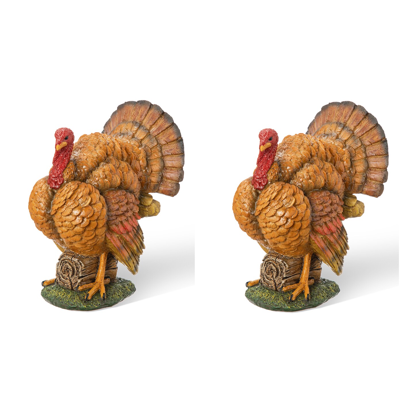 Set of 2 9.5&#x22;H Thanksgiving Resin Turkey Table Decor